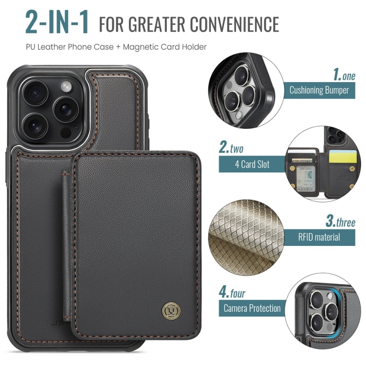 For iPhone 14 JEEHOOD J05 Business Magnetic Style RFID Leather Phone Case(Black) by JEEHOOD