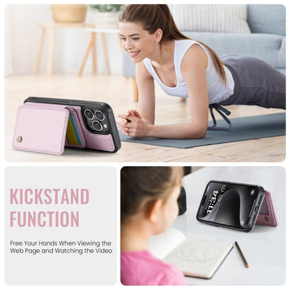 For iPhone 13 JEEHOOD J05 Business Magnetic Style RFID Leather Phone Case(Pink) by JEEHOOD