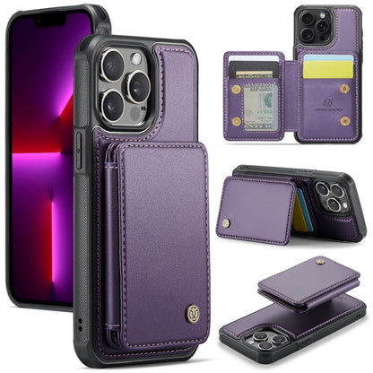 For iPhone 13 Pro Max JEEHOOD J05 Business Magnetic Style RFID Leather Phone Case(Purple) by JEEHOOD
