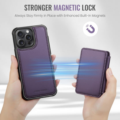 For iPhone 13 Pro Max JEEHOOD J05 Business Magnetic Style RFID Leather Phone Case(Purple) by JEEHOOD