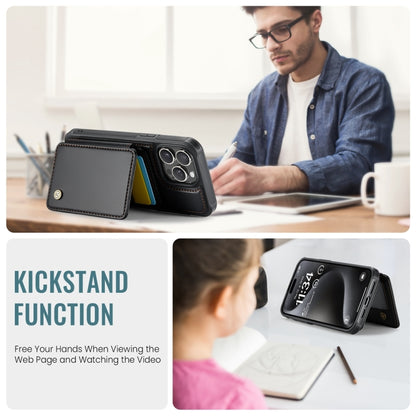 For iPhone 12 Pro Max JEEHOOD J05 Business Magnetic Style RFID Leather Phone Case(Black) by JEEHOOD