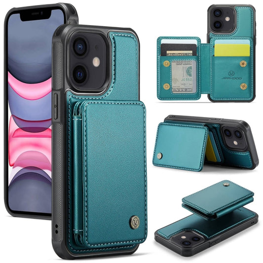 For iPhone 11 JEEHOOD J05 Business Magnetic Style RFID Leather Phone Case(Blue Green) by JEEHOOD