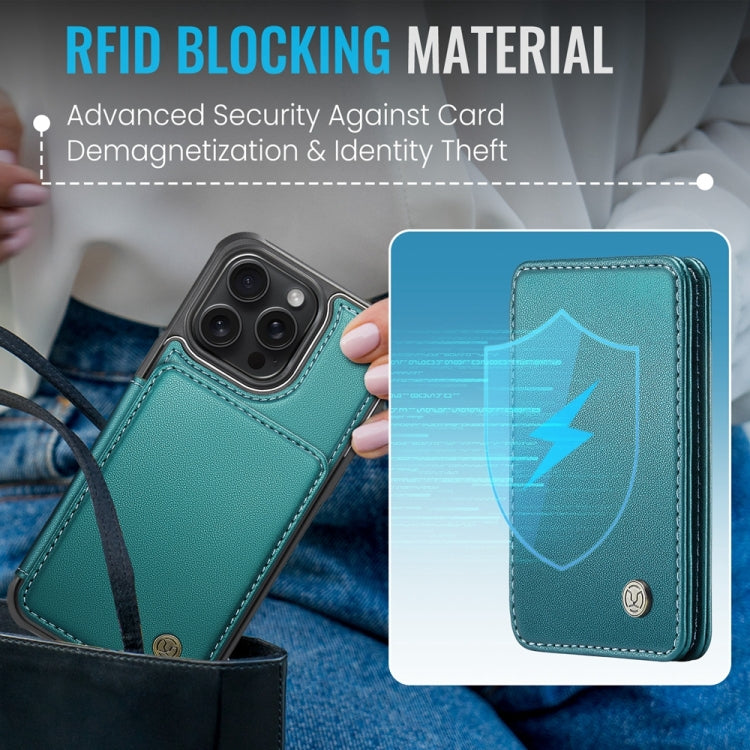 For iPhone 11 JEEHOOD J05 Business Magnetic Style RFID Leather Phone Case(Blue Green) by JEEHOOD