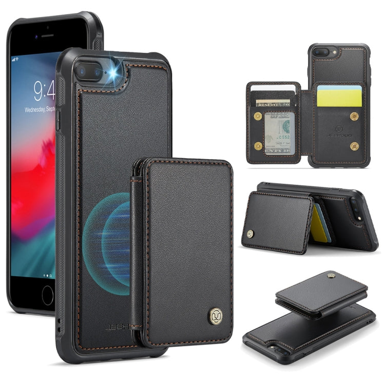 For iPhone 8 Plus / 7 Plus / 6 Plus JEEHOOD J05 Business Magnetic Style RFID Leather Phone Case(Black) by JEEHOOD