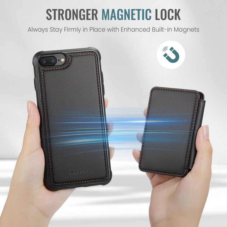 For iPhone 8 Plus / 7 Plus / 6 Plus JEEHOOD J05 Business Magnetic Style RFID Leather Phone Case(Black) by JEEHOOD