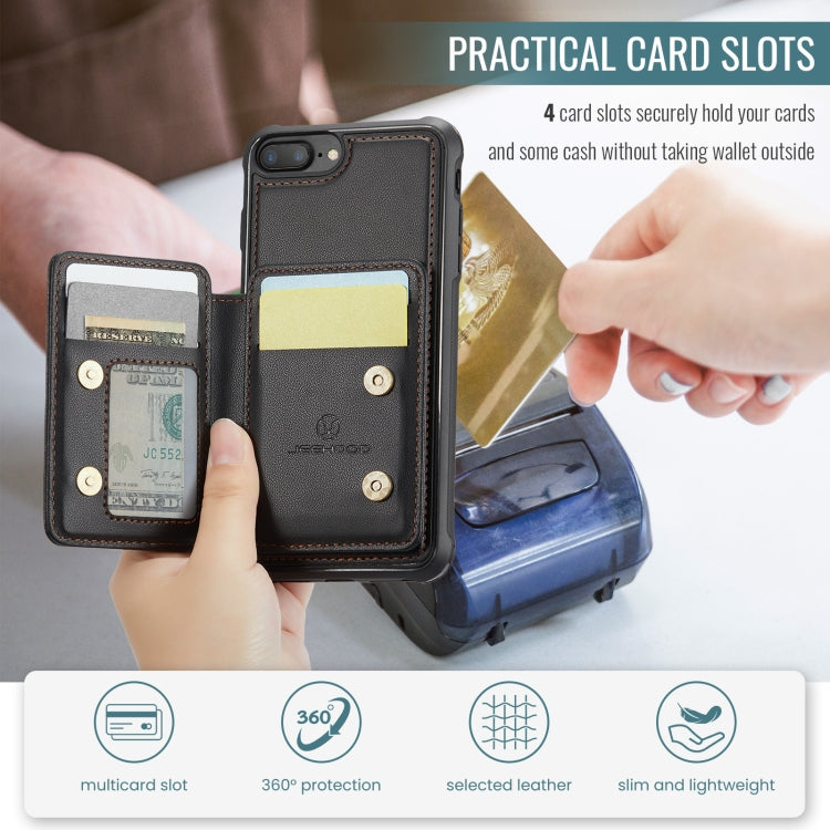 For iPhone 8 Plus / 7 Plus / 6 Plus JEEHOOD J05 Business Magnetic Style RFID Leather Phone Case(Black) by JEEHOOD