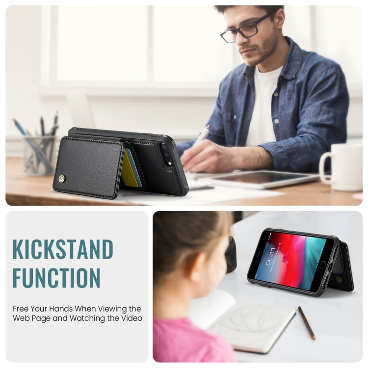 For iPhone 8 Plus / 7 Plus / 6 Plus JEEHOOD J05 Business Magnetic Style RFID Leather Phone Case(Black) by JEEHOOD