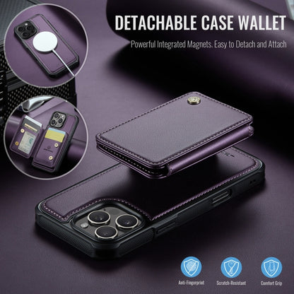 For iPhone 16 Pro Max JEEHOOD J05 Business Magnetic Style RFID Leather Phone Case(Purple) by JEEHOOD