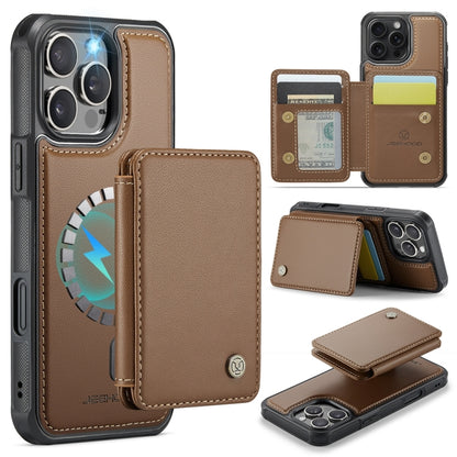 For iPhone 16 Pro Max JEEHOOD J05 Business Magnetic Style RFID Leather Phone Case(Brown) by JEEHOOD