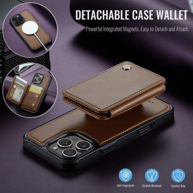 For iPhone 16 Pro Max JEEHOOD J05 Business Magnetic Style RFID Leather Phone Case(Brown) by JEEHOOD