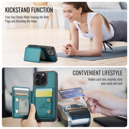 For iPhone 16 Pro JEEHOOD J05 Business Magnetic Style RFID Leather Phone Case(Blue Green) by JEEHOOD