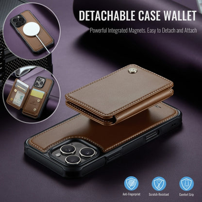 For iPhone 16 Pro JEEHOOD J05 Business Magnetic Style RFID Leather Phone Case(Brown) by JEEHOOD