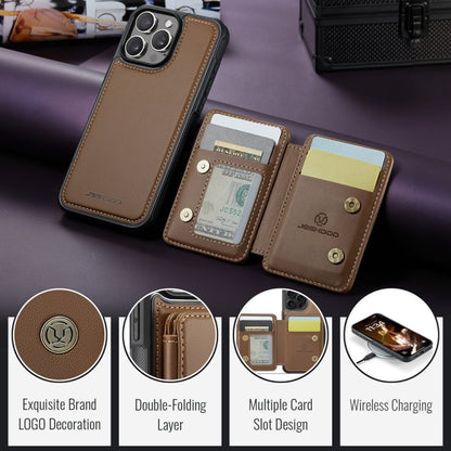 For iPhone 16 Pro JEEHOOD J05 Business Magnetic Style RFID Leather Phone Case(Brown) by JEEHOOD
