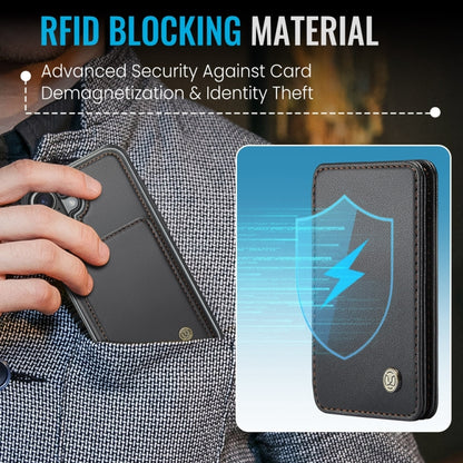 For iPhone 16 Plus JEEHOOD J05 Business Magnetic Style RFID Leather Phone Case(Black) by JEEHOOD