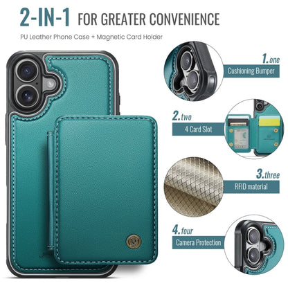 For iPhone 16 Plus JEEHOOD J05 Business Magnetic Style RFID Leather Phone Case(Blue Green) by JEEHOOD