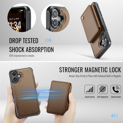 For iPhone 16 Plus JEEHOOD J05 Business Magnetic Style RFID Leather Phone Case(Brown) by JEEHOOD