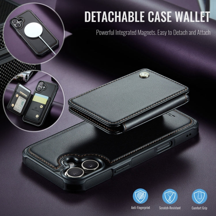 For iPhone 16 JEEHOOD J05 Business Magnetic Style RFID Leather Phone Case(Black) by JEEHOOD