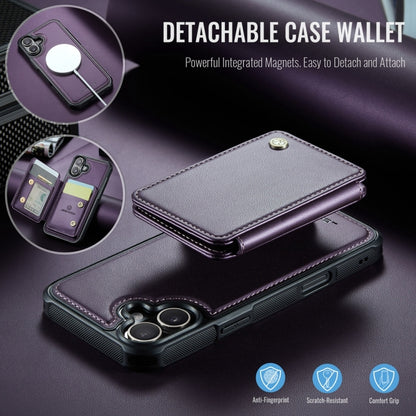 For iPhone 16 JEEHOOD J05 Business Magnetic Style RFID Leather Phone Case(Purple) by JEEHOOD
