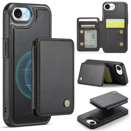 For iPhone 16e JEEHOOD J05 Business Magnetic Style RFID Leather Phone Case(Black) by JEEHOOD