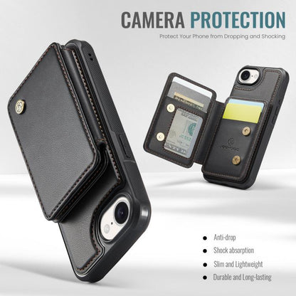 For iPhone 16e JEEHOOD J05 Business Magnetic Style RFID Leather Phone Case(Black) by JEEHOOD