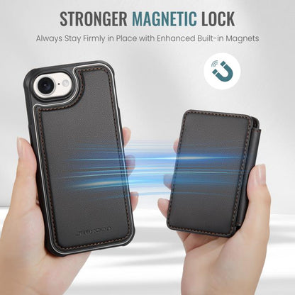 For iPhone 16e JEEHOOD J05 Business Magnetic Style RFID Leather Phone Case(Black) by JEEHOOD