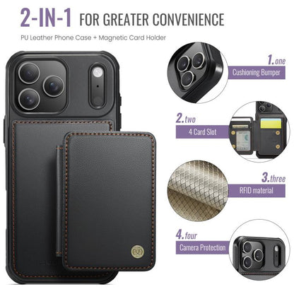 For iPhone 17 Pro Max JEEHOOD J05 Business Magnetic Style RFID Leather Phone Case(Black) by JEEHOOD