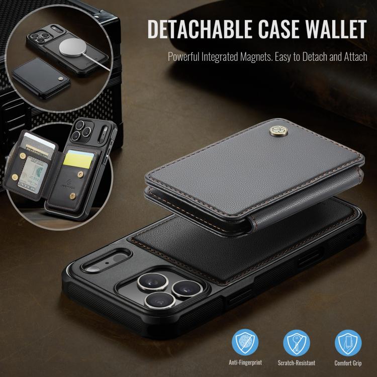 For iPhone 17 Pro Max JEEHOOD J05 Business Magnetic Style RFID Leather Phone Case(Black) by JEEHOOD