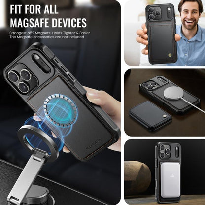 For iPhone 17 Pro Max JEEHOOD J05 Business Magnetic Style RFID Leather Phone Case(Black) by JEEHOOD