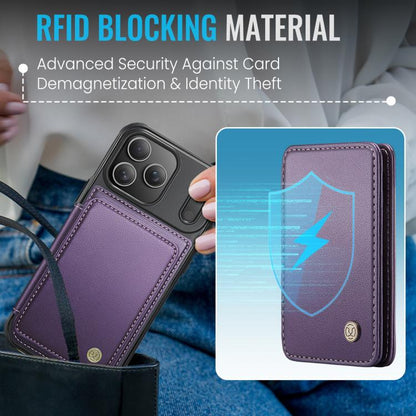 For iPhone 17 Pro Max JEEHOOD J05 Business Magnetic Style RFID Leather Phone Case(Purple) by JEEHOOD