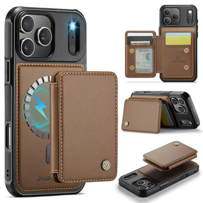 For iPhone 17 Pro Max JEEHOOD J05 Business Magnetic Style RFID Leather Phone Case(Brown) by JEEHOOD