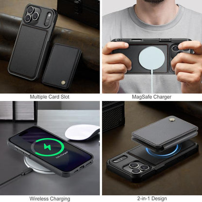 For iPhone 17 Pro JEEHOOD J05 Business Magnetic Style RFID Leather Phone Case(Black) by JEEHOOD