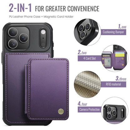 For iPhone 17 Pro JEEHOOD J05 Business Magnetic Style RFID Leather Phone Case(Purple) by JEEHOOD