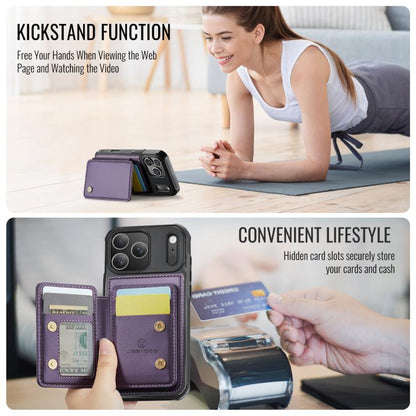 For iPhone 17 Pro JEEHOOD J05 Business Magnetic Style RFID Leather Phone Case(Purple) by JEEHOOD