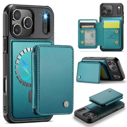 For iPhone 17 Pro JEEHOOD J05 Business Magnetic Style RFID Leather Phone Case(Blue Green) by JEEHOOD