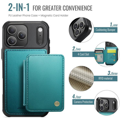For iPhone 17 Pro JEEHOOD J05 Business Magnetic Style RFID Leather Phone Case(Blue Green) by JEEHOOD