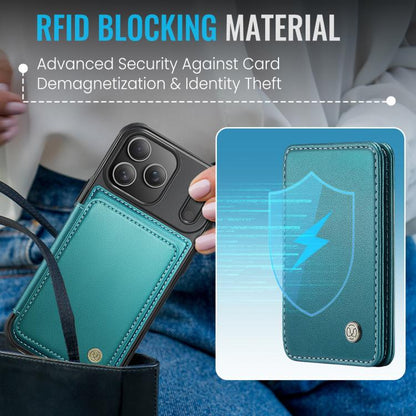 For iPhone 17 Pro JEEHOOD J05 Business Magnetic Style RFID Leather Phone Case(Blue Green) by JEEHOOD