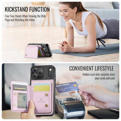 For iPhone 17 Pro JEEHOOD J05 Business Magnetic Style RFID Leather Phone Case(Pink) by JEEHOOD