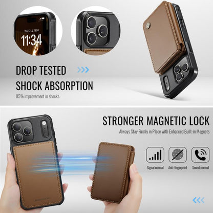 For iPhone 17 Pro JEEHOOD J05 Business Magnetic Style RFID Leather Phone Case(Brown) by JEEHOOD