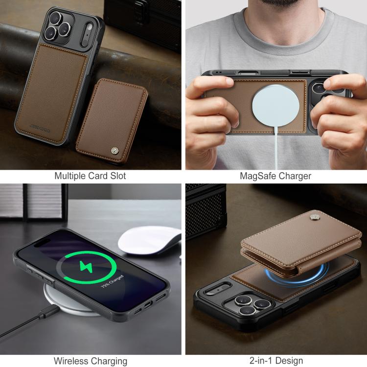 For iPhone 17 Pro JEEHOOD J05 Business Magnetic Style RFID Leather Phone Case(Brown) by JEEHOOD