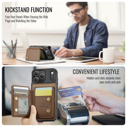 For iPhone 17 Pro JEEHOOD J05 Business Magnetic Style RFID Leather Phone Case(Brown) by JEEHOOD