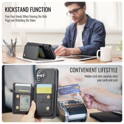 For iPhone 17 JEEHOOD J05 Business Magnetic Style RFID Leather Phone Case(Black) by JEEHOOD