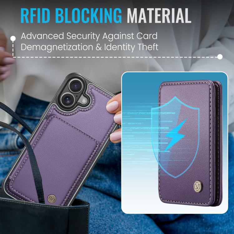 For iPhone 17 JEEHOOD J05 Business Magnetic Style RFID Leather Phone Case(Purple) by JEEHOOD