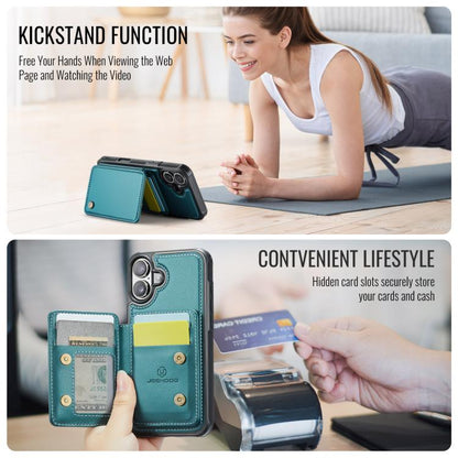 For iPhone 17 JEEHOOD J05 Business Magnetic Style RFID Leather Phone Case(Blue Green) by JEEHOOD