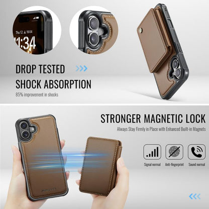 For iPhone 17 JEEHOOD J05 Business Magnetic Style RFID Leather Phone Case(Brown) by JEEHOOD