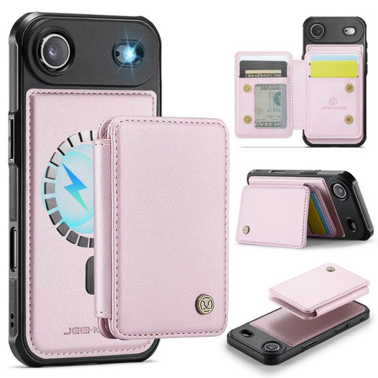 For iPhone Air JEEHOOD J05 Business Magnetic Style RFID Leather Phone Case(Pink) by JEEHOOD