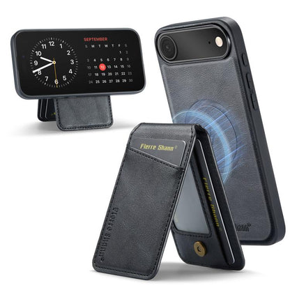 For iPhone Air Fierre Shann Cowhide Vertical Flip Magnetic Card Holder Phone Case(Black) by FIERRE SHANN