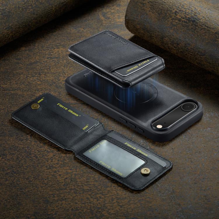 For iPhone Air Fierre Shann Cowhide Vertical Flip Magnetic Card Holder Phone Case(Black) by FIERRE SHANN