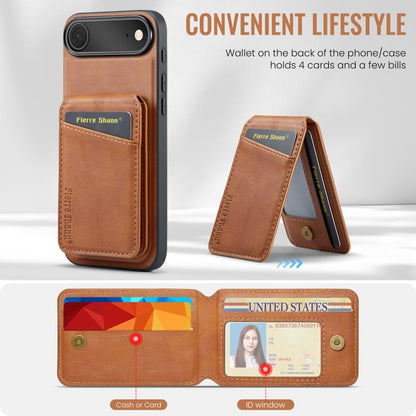 For iPhone Air Fierre Shann Cowhide Vertical Flip Magnetic Card Holder Phone Case(Brown) by FIERRE SHANN