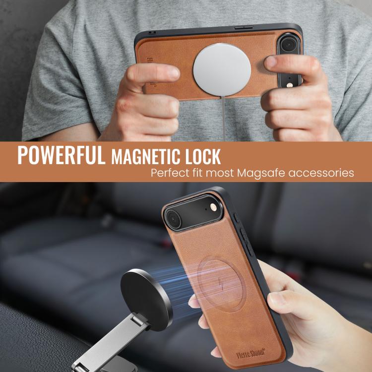 For iPhone Air Fierre Shann Cowhide Vertical Flip Magnetic Card Holder Phone Case(Brown) by FIERRE SHANN