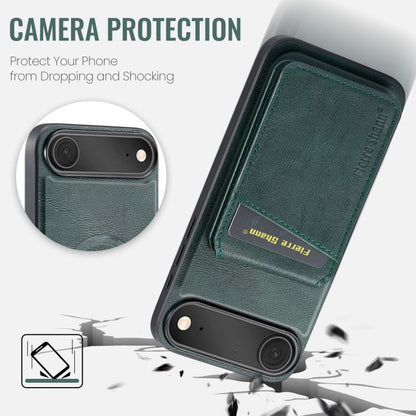 For iPhone Air Fierre Shann Cowhide Vertical Flip Magnetic Card Holder Phone Case(Green) by FIERRE SHANN